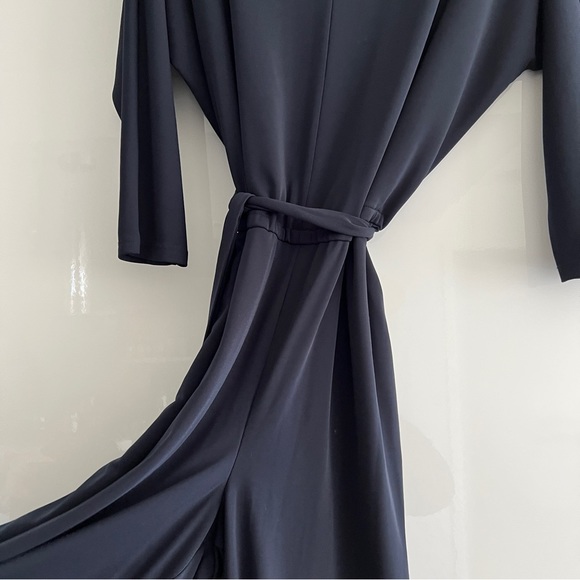 NWT Lauren by Ralph Lauren Keyhole belted slim jumpsuit SZ L Navy Sleek - Picture 3 of 10